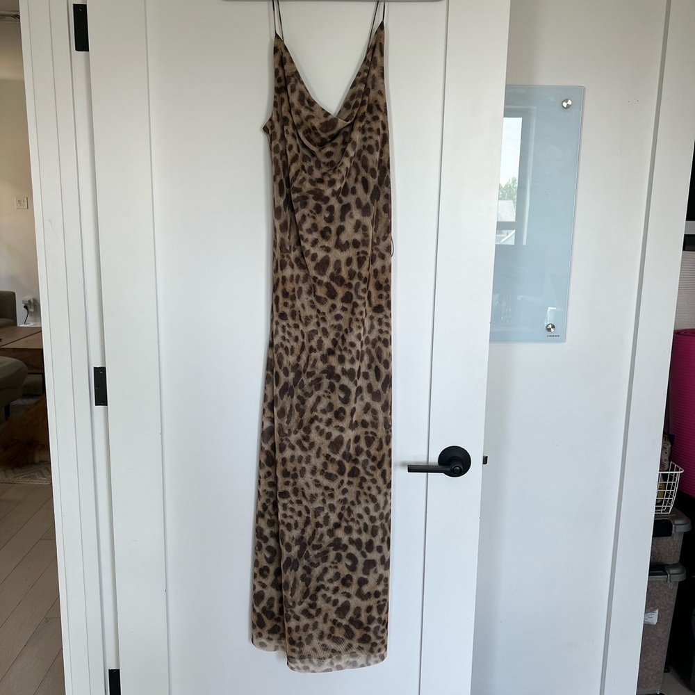 Zara Brown Leopard Print Maxi Dress